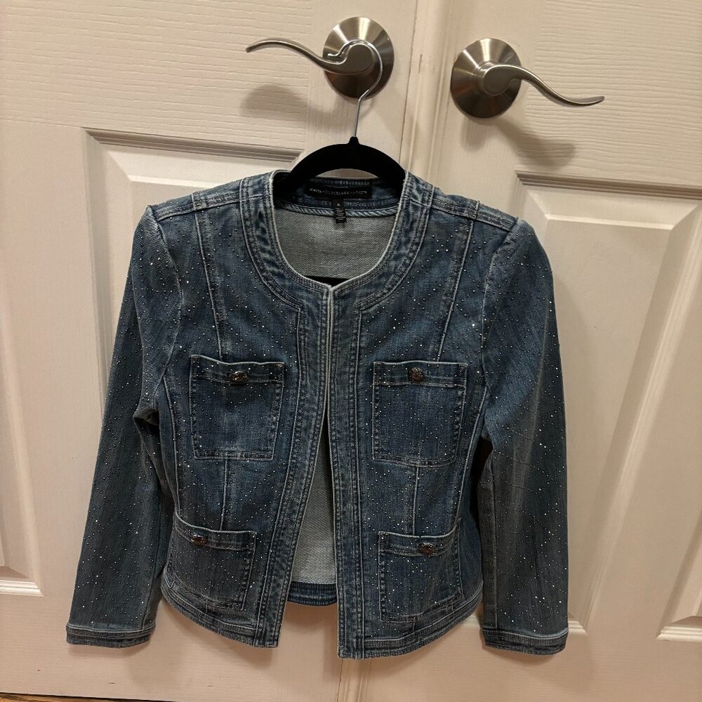 White House Black Market Limited Edition Embellished Denim Jacket Size 6 - NWOT - Picture 3 of 8